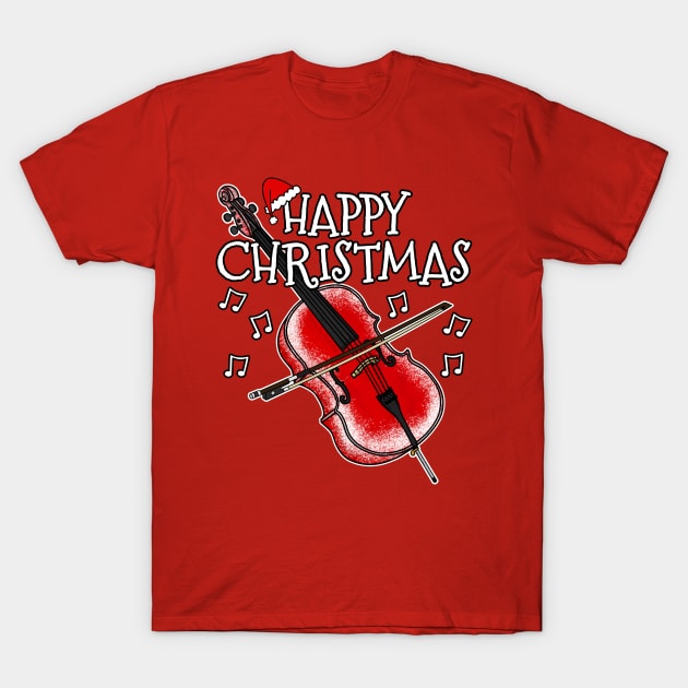 Christmas Cello Cellist String Teacher Xmas 2022 T-Shirt by doodlerob